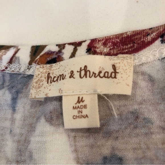 Hem & Thread Floral Multicolor Ruffle Sleeve Shift T-Shirt Swing Dress M - Picture 9 of 10